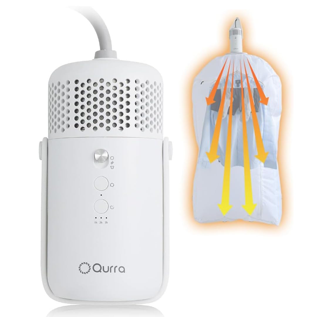 【最短40分で乾く】Qurra 衣類乾燥機 ぽけどらい トラベル 乾燥機 超小型 ポータブル衣類乾燥機 携帯型 コンパクト 室内干し 急速乾燥 オフタイマー ドライヤー 工事不要 生乾き防止 ホテル 旅行 出張 一人暮らし 3R-HCD03WT商品画像