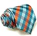 Scott Allan Turquoise and Orange Mens Tie | Gingham Plaid Ties for Men | | Turquoise Necktie's Men's | corbatas para hombre elegantes
