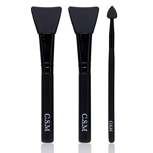 CSM Silicone Face Mask Brush Applicator for Mud, Serums, Peels, Body Butter, Lotions, and Facial Skincare Products, Apply Smooth and Even Skincare Treatment (Set of 3, Black)
