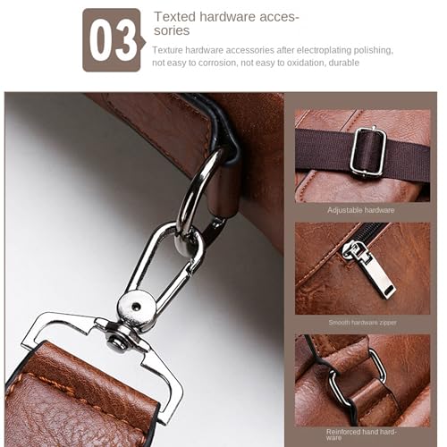 Aishini Men's Leather Briefcase & Messenger Bag - 16 inch Laptop Satchel with Adjustable Shoulder Strap, Waterproof Large Capacity Business Handbag for Professionals - [ 42 x 38 x 6cm ] Tan Brown | ASLPTOP02