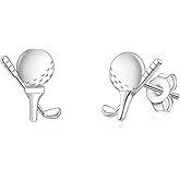 Golf Stud Earrings for Women - 925 Sterling Silver Golf Ball Earrings Hypoallergenic Sports Themed Jewelry Gifts for Duughter Golfers Lover