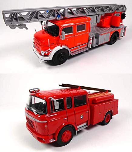 OPO 10 - Lot of 2 fire trucks 1/43 compatible with MERCEDES-BENZ L1519 + BERLIET GAK (P4 + P8)