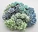 Thai Decorated 60pcs Mini Paper Flower Rose Green Tone Mini Paper Flowers Mulberry Paper Flowers for Crafts Scrapbooking Embellishment Wedding Card Supplies Mini Paper Roses Green