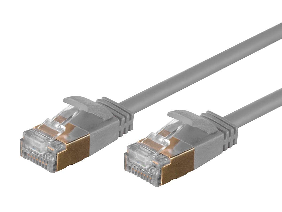 Monoprice Cat6A Ethernet Patch Cable - 3 Meter - Gray (5 Pack) Snagless, RJ45, Stranded, S/STP, Pure Bare Copper Wire, 36AWG - SlimRun Series