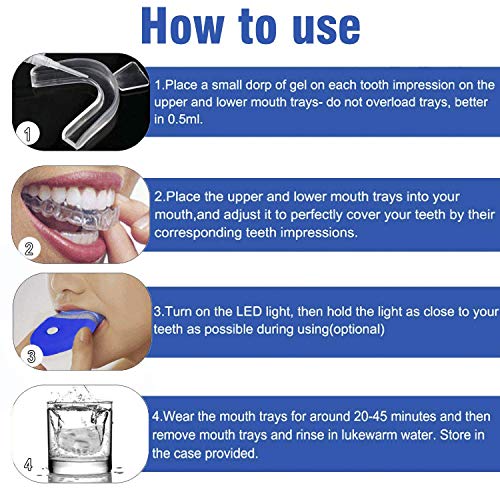 Teeth Whitening Kit, Potok Teeth Whitening Set Professional Reusable Teeth Whitening for White Teeth, Whitening Teeth At Home, 10xToothing Gel, 2x Dental Trays Gel Kit, 1x Laser Light - Thumbnail 3