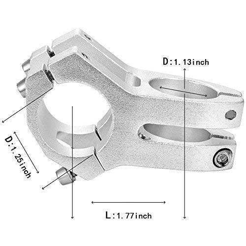 PGMJ Aluminum Alloy 31.8 Stem 45mm Bike Stem Mountain Bike Stem Short BMX Parts Short Handlebar Stem for Road Bike, Bicycle, BMX, MTB, Fixie Gear, Cycling(Sliver) - Thumbnail 2