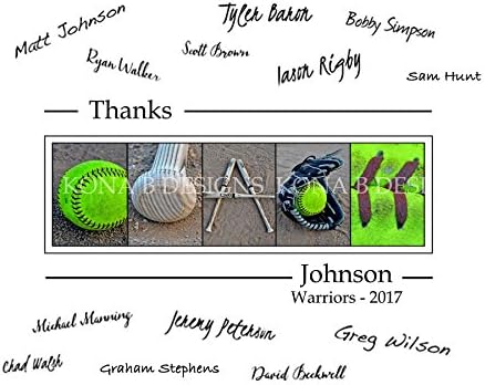 Softball Coach's Gift with player's signatures - Gift for Softball Coach - 11x14 with border for signatures