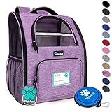 PetAmi Deluxe Pet Carrier Backpack for Small Cats and Dogs, Puppies | Ventilated Design, Two-Sided Entry, Safety Features and Cushion Back Support | for Travel, Hiking, Outdoor Use (Heather Purple)