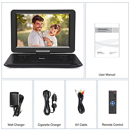 NAVISKAUTO 16" Portable DVD Player with HDMI Input, 14" Swivel Screen