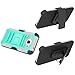 Galaxy Core Prime Case, EC™ Galaxy Prevail LTE Case, Hybrid Armor Dual Layer Full Body Protective Holster Case with Kickstand + Belt Swivel Clip for Samsung Galaxy Core Prime (A Turquoise+Grey)