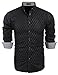 Coofandy Men's Business Stylish Slim Fit Long Sleeve Casual Dress Shirt,Black,Large