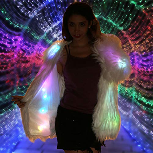 SZTOPFOCUS Led Fur Coats For Women Men Neon Light Up Jacket