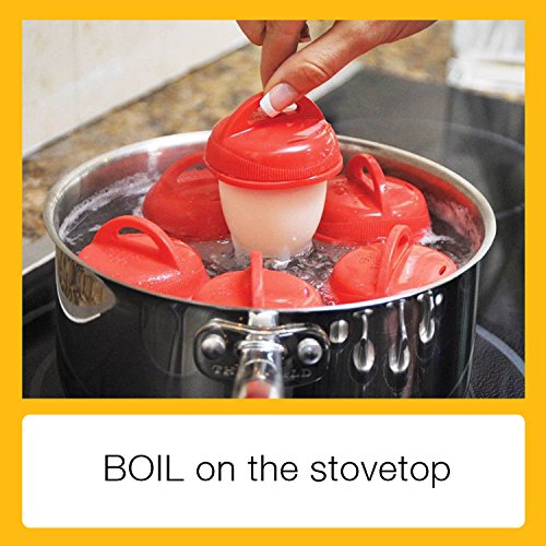 Egg Cooker Hard & Soft Maker AS SEEN ON TV, BPA Free, Non Stick Silicone (Red 6 PCS) - Thumbnail 3