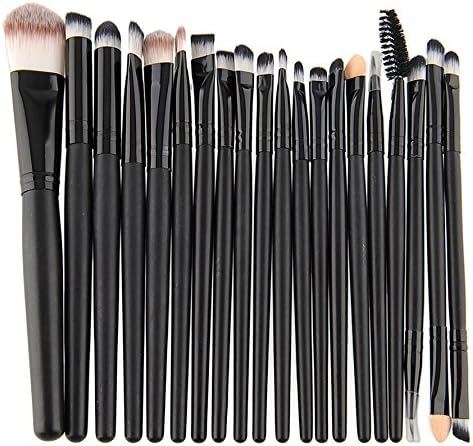 fengus 20 Pcs Professional Powder Foundation Makeup Brush Kit Eyebrow Shadow Lip Blush Brushes Cosmetic Set with Wood Handle Best gift for friends and family