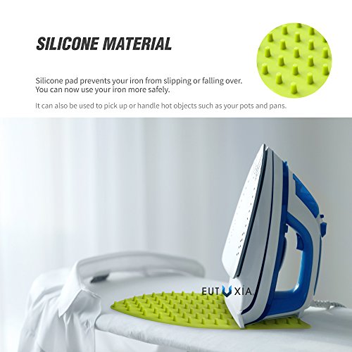 Eutuxia Silicone Rest Pad for Iron. Perfect Combination with Ironing Board and Mat. Hot, Heat Resistant and Universal Fit. Spikes Help Cool Iron Faster While Keeping You Safe. Hang for Easy Storage.