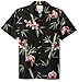 28 Palms Men's Standard-Fit 100% Cotton Tropical Hawaiian Shirt, Black/Pink Bamboo Orchid X-Large
