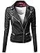 Awesome21 Women's Women's Classic Leather Moto Jacket with Furry Lining and Double Belt