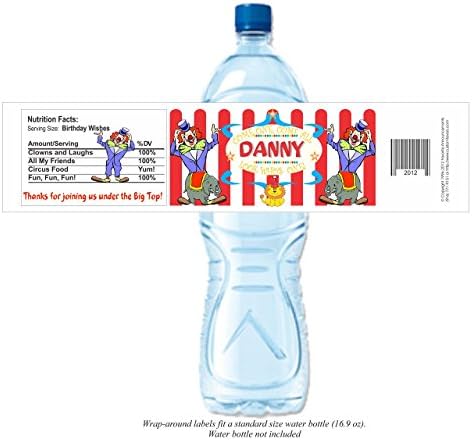 Circus Theme Birthday Water Bottle Labels (set of 24)(Y660)