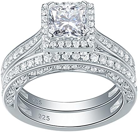 Newshe JewelleryEngagement Rings AAAAA Cz Wedding Sets for Women 925 Sterling Silver 3pcs 2.3Ct White Size 4-13