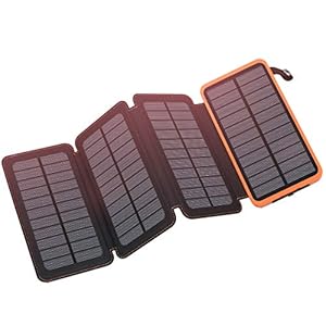 FEELLE Solar Power Bank Charger 25000mAh Solar Phone Charger with 4 Solar Panels & Dual 2.1A USB Ports Portable Solar…