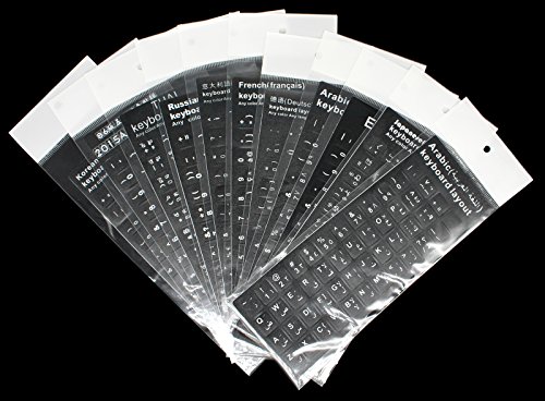 [2PCS Pack] HRH Arabic Keyboard Stickers,PC Keyboard Stickers Black Background with White Lettering for Computer