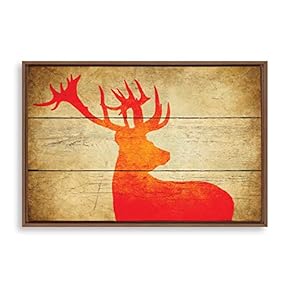 Framed Home Artwork Deer Wood for Living Room Bedroom