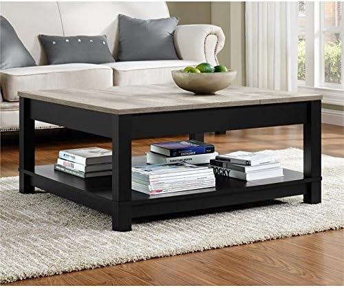 Ameriwood Home Carver Coffee Table with Open Storage, Matte Black Paint and Distressed Wood Grain Accents - Image 4
