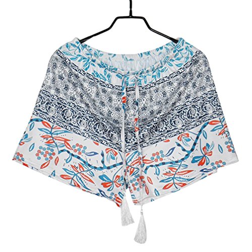 JOYFEEL Women's Casual Floral Printed Elastic Drawstring Beach Shorts Yoga Summer Stretch Workout Active Pant Summer