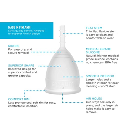 Lunette Menstrual Cup - Clear - Model 1 for Light to Medium Menstruation - Natural Alternative for Tampons and Sanitary Napkins
