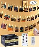 USB Port Photo Clip LED String Lights - Qoolivin Warm White Fairy Lights, Powered Flexibly by 5V Sources (Battery Box, Mobile Charger, Power Bank, etc) [10ft 20 LED Beads]