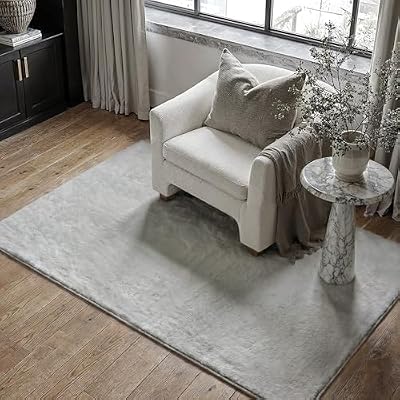 Tapete da sala 90x150cm Cabelo sintético moderno cinzento Tapete macio da sala Sala de estar Quarto Cama com pé do escritório Tapete grande