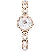 OLEVS Watch Women Luxury Small Face Analog Wrist Watches for Women Dainty Waterproof Pearl Diamond Womens Watch with Date Stainless Steel Quartz Bracelet Ladies Dress Watches Reloj para Mujer