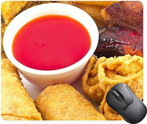 Lunaha Large Gaming Mouse Pad Custom Design,Pu pu platter with crab rangoon rolls fried chicken BBQ Beef sticks and fried wontons with sweet sauce