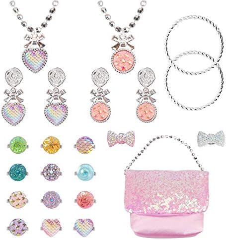 itary プリンセスアクセサリー お姫様ごっこ 子供コスチューム キッズアクセサリー 指輪 ネックレス バッグ アクセサリーキット付き メイキングトイ おもちゃ女の子 ギフト子供のお誕生日プレゼント 6歳以上適用