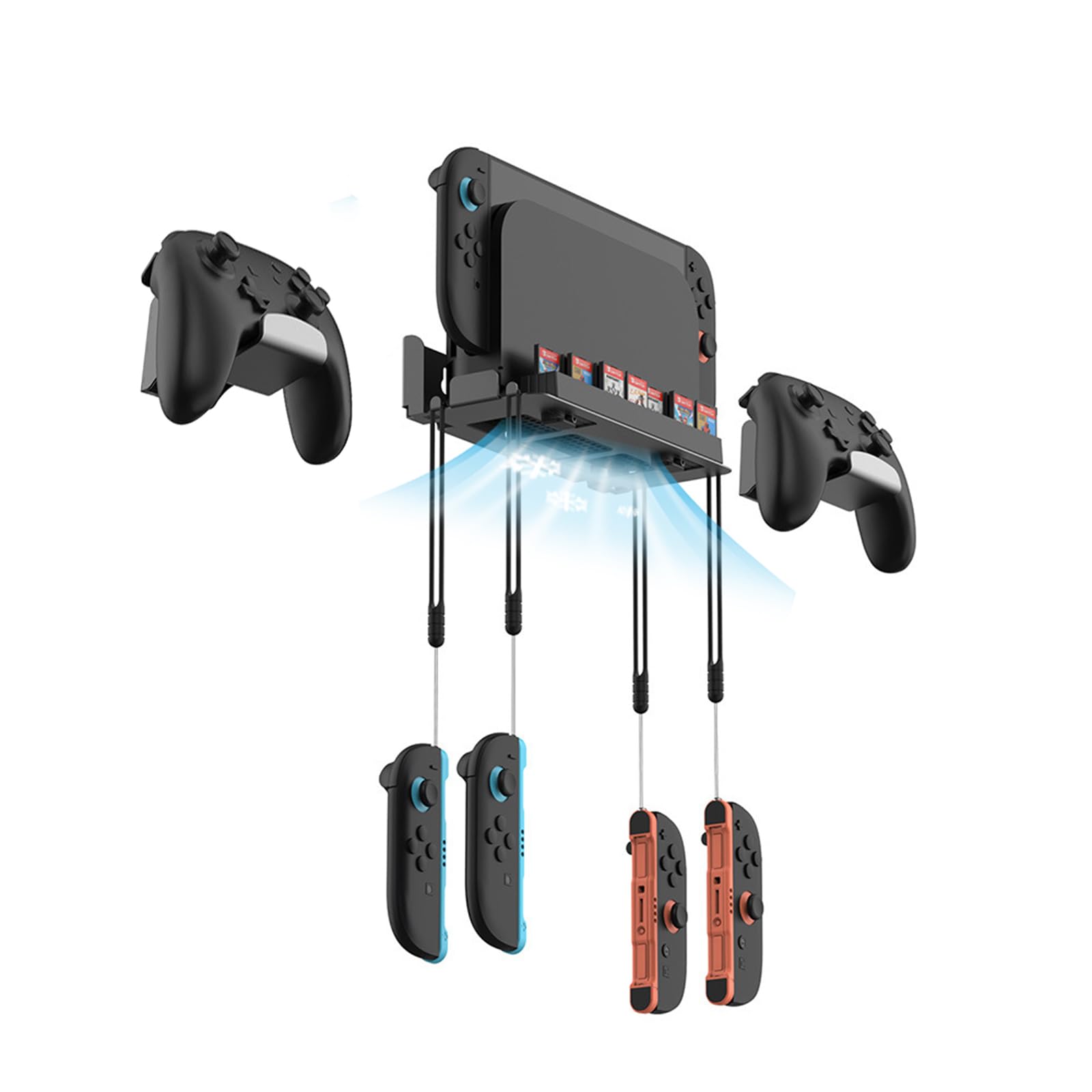 Photo 1 of [Switch 2/1/OLED Universal] Metal Wall Mount for Nintendo Switch 2 (Mounts Behind TV) Switch 2 Organizer Shelf Stand with 28 Game Card Slots & 4 Joycon Hanger Brackets, Space-Saving Dock with Cooling Vent Design & Easy Installation – All-in-One Wall Holde