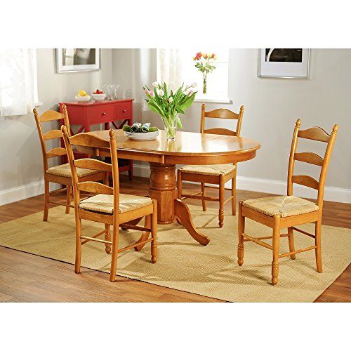 Simple Living Oak Finish 5-piece Ladderback Dining Set Farmhouse Table ...