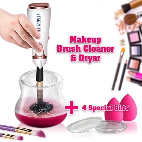 Makeup Brush Cleaner and Dryer Spinner Machine,Upgraded Automatic Electric Spinning Makeup Brush Cleaner, Cleans and Dries Makeup Brushes in Seconds for All Size Brushes+4x(Makeup Sponge and Silicone)