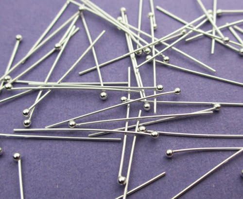New 19mm 24 gauge 925 Sterling Silver Ball Ended Headpins 24pcs.