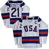 1980 USA Olympic Hockey #21 Mike Eruzione #17 O'Callahan #30 Jim Craig Miracle On Ice USA Jersey White Blue