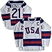 1980 USA Olympic Hockey #21 Mike Eruzione #17 O'Callahan #30 Jim Craig Miracle On Ice USA Jersey White Blue