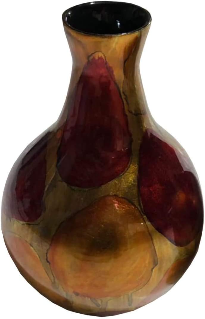 HomeRoots Decor 8-inch X 8-inch X 12-inch Amber Red Orange Ceramic Foiled & Lacquered Teardrop Bud Vase