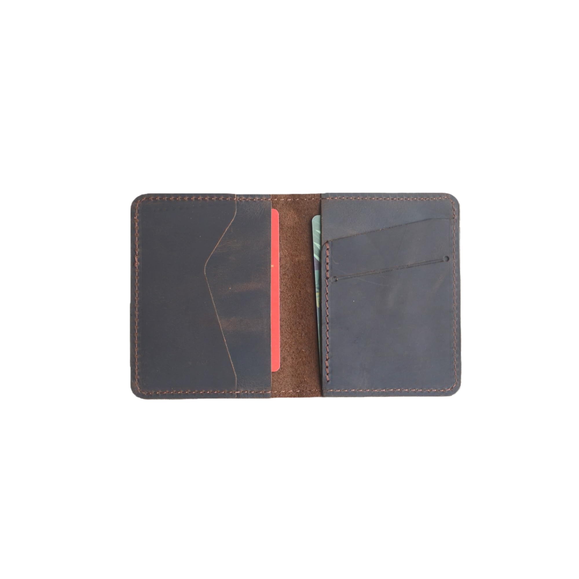 JJNUSA Men's Minimalist Leather Wallet Wallet Card Holder Distressed Wallets for Gifts (Darkbrown)