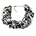 JNF Multi Strand Pearl Necklace for Women Bridal Wedding Pearl Statement Necklace Costume Pearls Necklaces for Ladies Party (Black)