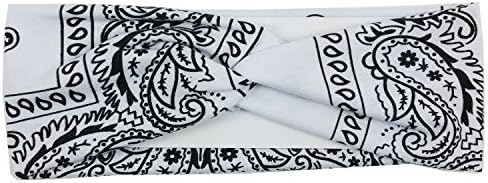 Bandana Print Headband Women's Yoga Hair Wrap Paisley Twisted 3" Stretchabable