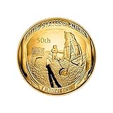 Womdee Apollo 11 50th Anniversary Commemorative Coin, NASA Humans First Landing, Coin Jewelry Collection Art Gift Souvenir Novelty Coin Set of 2 (Gold)