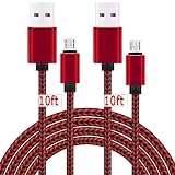 2Pack 10ft Long Micro USB Android Charger Cable Fast Quick Charging for Kindle Fire HD HDX Tablets 7 8 10, Xbox One S/X/Elite, Playstation 4 Dualshock 4, PS4 Pro/Slim, Samsung S7/S6/J7/J3, Note 5/4