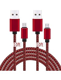 Paquete de 2 cables micro USB de 10 pies de carga rápida USB A macho a micro USB trenzado cable para Android Samsung Galaxy S7 S6 Edge, J7 Neo Prime, Note 5; Kindle Fire Hd Hdx Tablet; PS4 Xbox One Controller