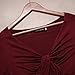 Fancyqube Women's Sexy V-Neck Twist Knot Front Long Bell Sleeve Blouse Tops Burgundy XL