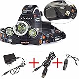 KAZOKU RJ-5000  3x CREE XM-L T6 LED Headlamp Headlight for Camping Hiking with AC Adapter USB Charger Car Charger（Batteries not included）
