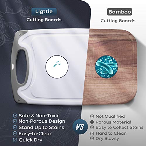 Ligttle Plastic Cutting Board Set of 3, BPA Free Kitchen Cutting Boards with Juice Grooves and Easy Grip Handle… - Image 4